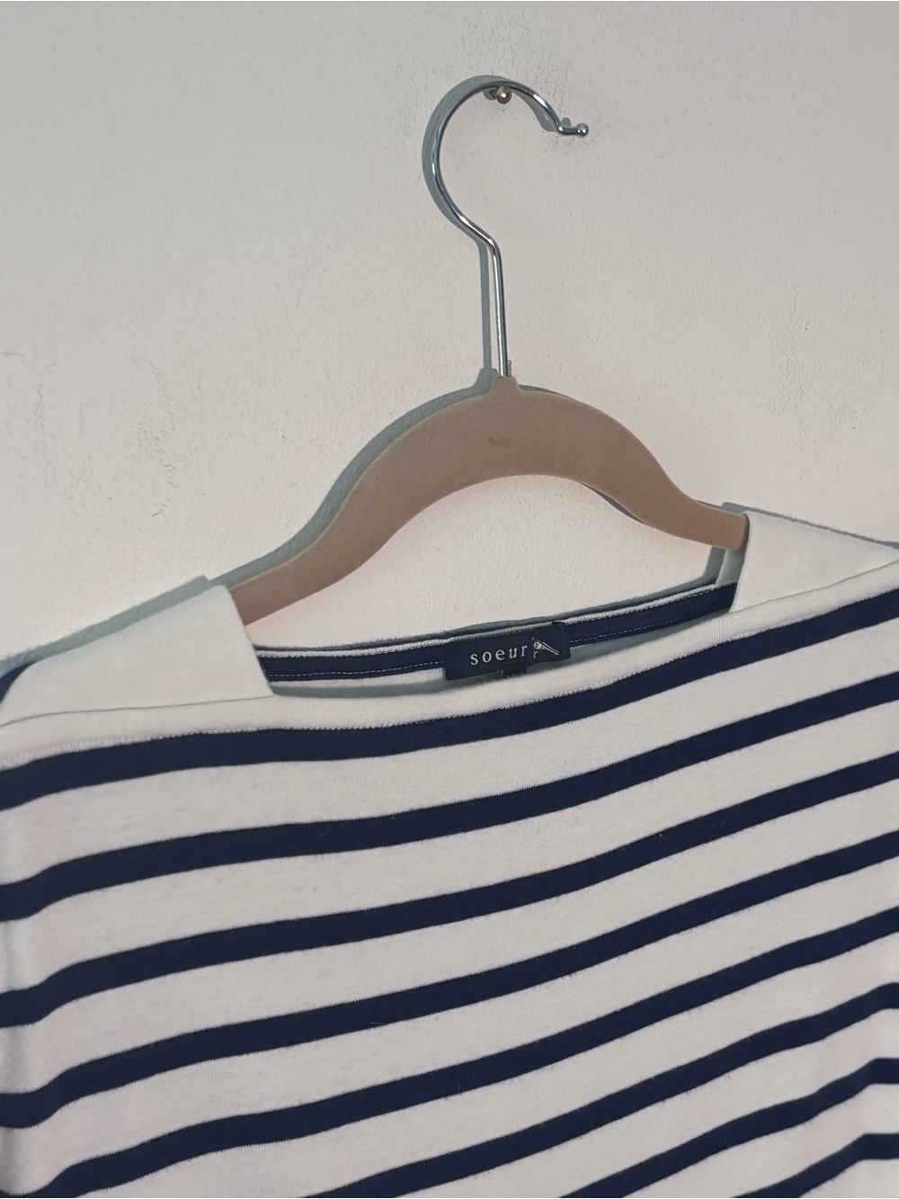 Soeur Paris Katy Navy Blue White Breton Stripe Cotton Long Sleeve Shirt EU36/US4 - Picture 8 of 12
